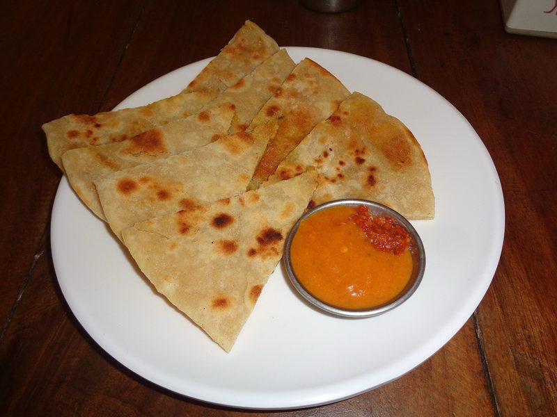 Aloo paratha, curd and pickle